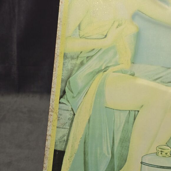 Vintage Chromolithograph on Metal Colgate Talcum Powder Advertising Sign - Picture 3 of 16